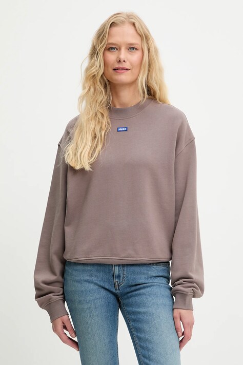 Hugo Blue bluza bawełniana damska kolor biały z aplikacją 50534344