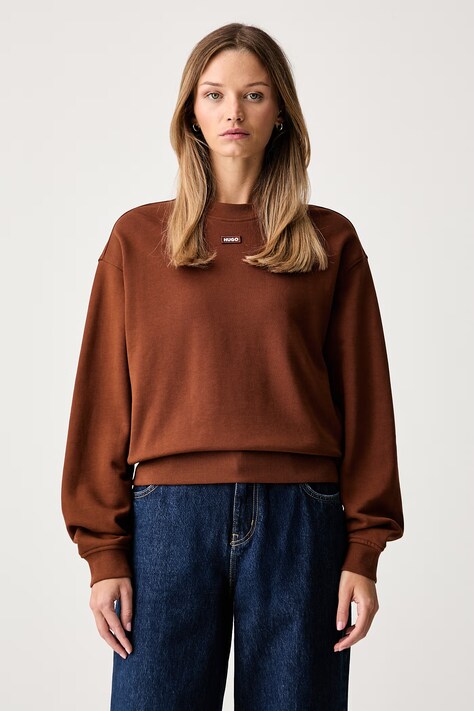 HUGO Blue felpa da donna in cotone Delessa_B_1 marrone 50534344