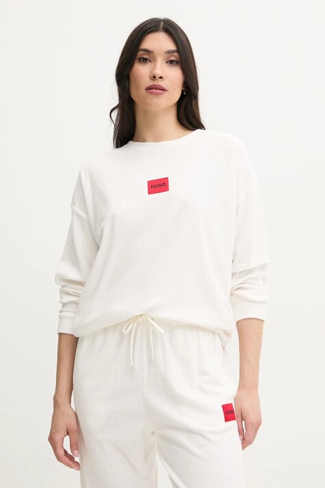 Домашен суичър HUGO в бежово с апликация 50531686