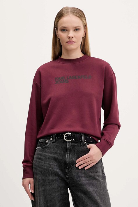 Karl Lagerfeld Jeans bluza damska kolor bordowy z nadrukiem A1W20005