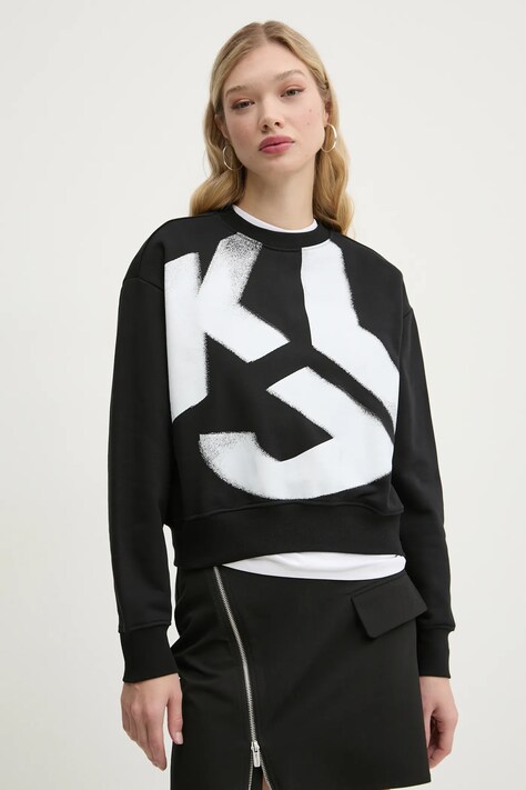 Bavlněná mikina Karl Lagerfeld Jeans dámská, černá barva, s potiskem, A1W20022