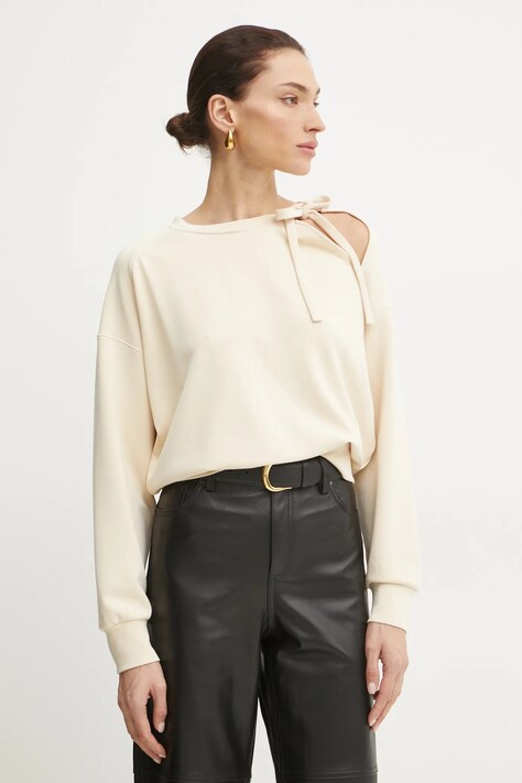 BOSS Orange bluza damska kolor beżowy gładka 50531833