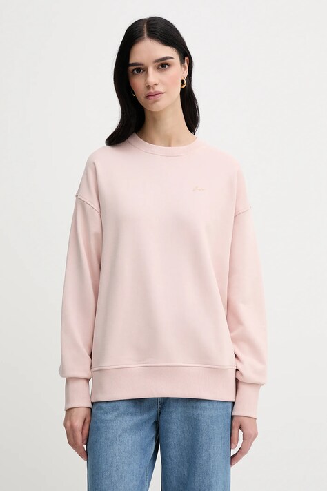 BOSS Orange bluza bawełniana damska kolor różowy gładka 50534821