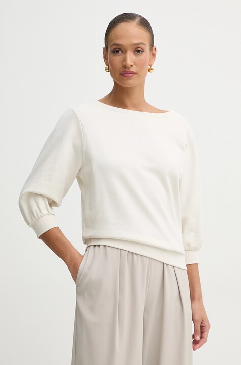 Βαμβακερή μπλούζα BOSS Orange γυναικεία, χρώμα: μπεζ, 50538987