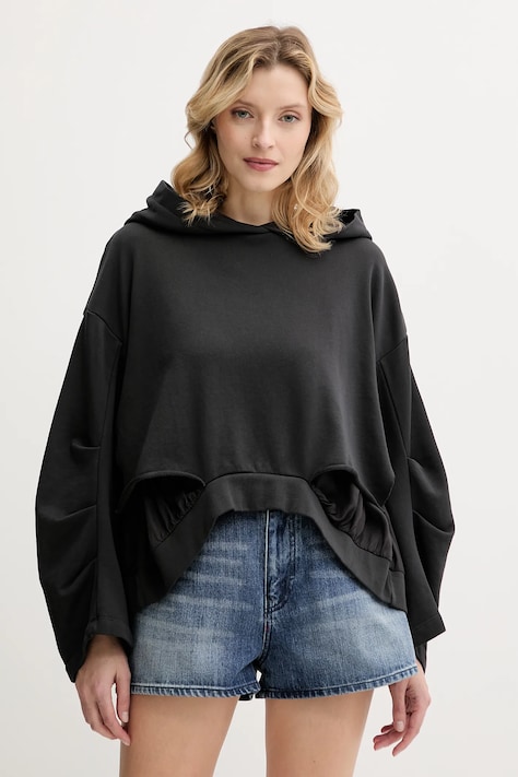 Pinko bluza damska kolor czarny z kapturem gładka 104967 A2HW