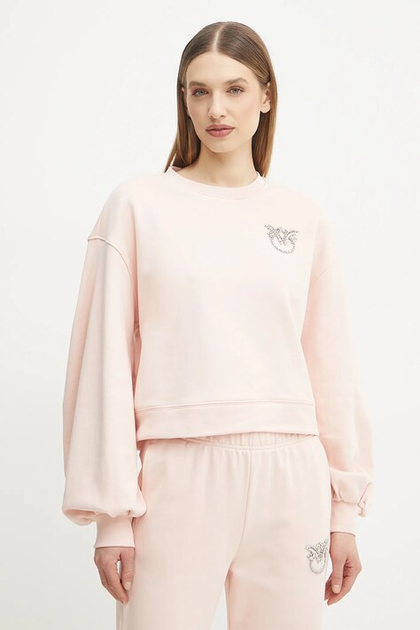 Хлопковая кофта Pinko женская цвет розовый с аппликацией 102827 A2G8