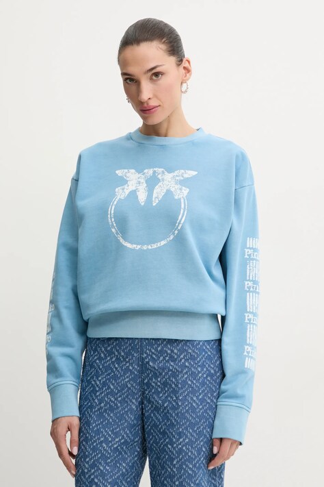 Pamučna dukserica Pinko za žene, s tiskom, 104618 A2CV