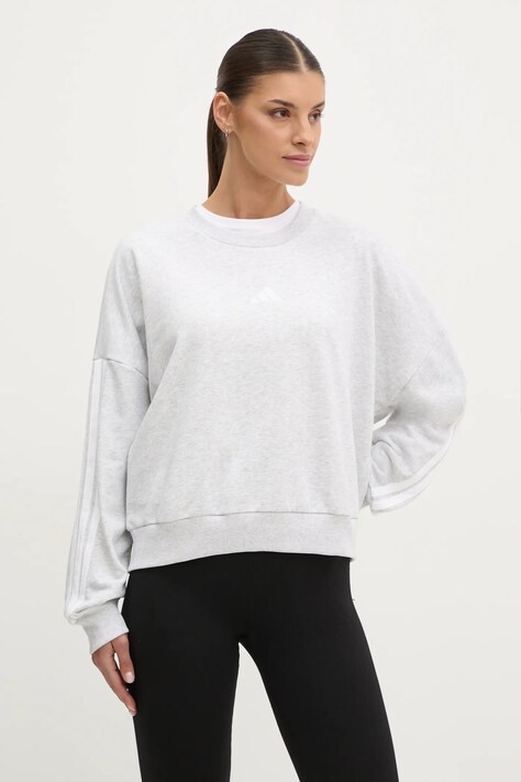 adidas bluza Essentials femei, culoarea gri, melanj, JD5292