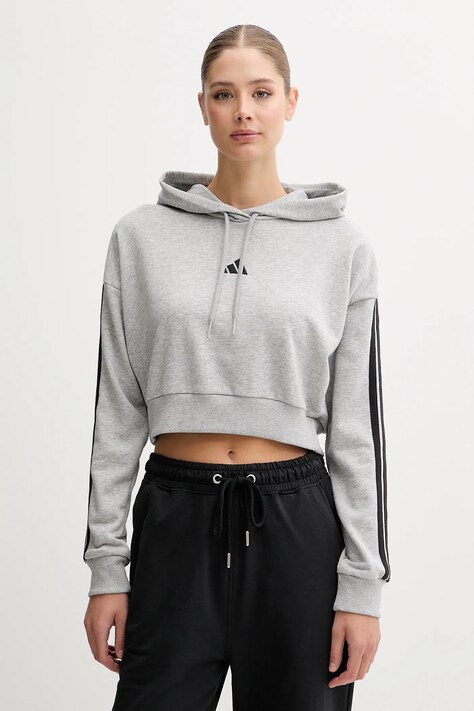 Кофта adidas Essentials цвет серый с капюшоном меланж JE0019
