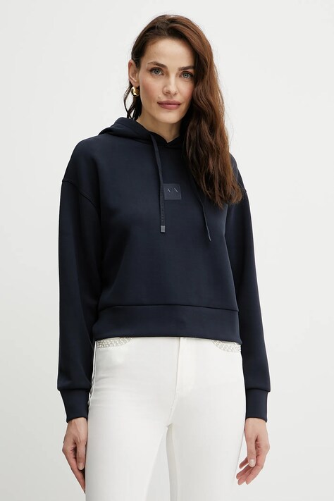 Mikina Armani Exchange dámská, tmavomodrá barva, hladká, XW000505 AF12819