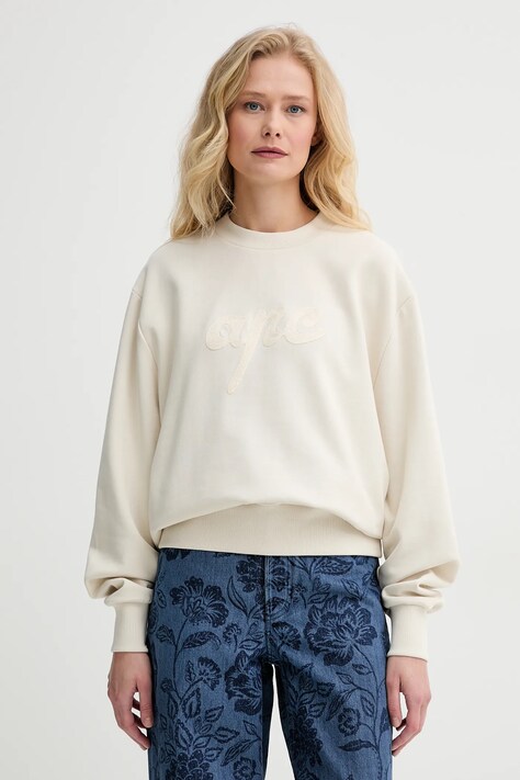 A.P.C. bluză sweat ethan - GOTS femei, culoarea bej, uni, COHGT.M27975