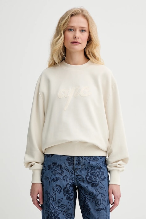A.P.C. bluză sweat ethan - GOTS femei, culoarea bej, uni, COHGT.M27975