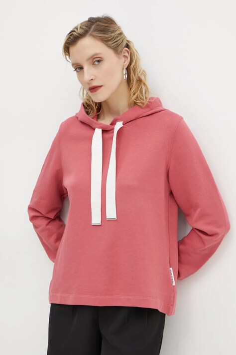 Хлопковая кофта Marc O'Polo женская цвет розовый с капюшоном однотонная 500400154077
