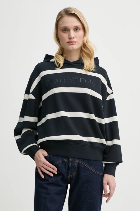 Marc O'Polo hanorac de bumbac femei, culoarea albastru marin, cu glugă, modelator, 502407354041