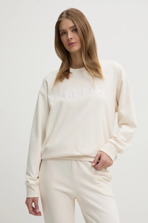 Guess bluza SOFIA femei, culoarea bej, cu imprimeu, O5RQ03 KCO31