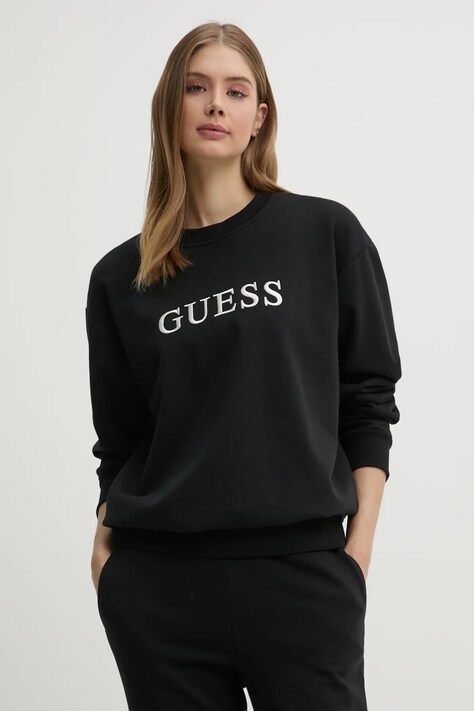 Guess bluza SOFIA femei, culoarea negru, cu imprimeu, O5RQ03 KCO31