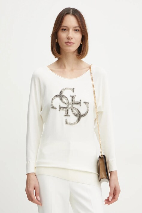 Guess pulover EMERIE femei, culoarea bej, light, W5RR37 Z2NQ2