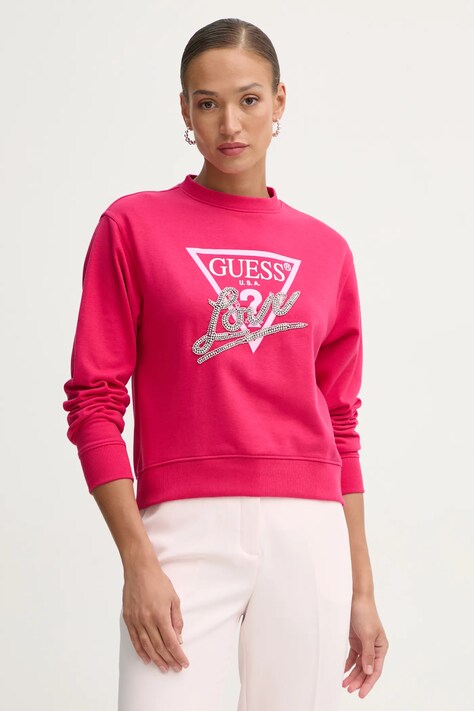 Кофта Guess женская цвет розовый с аппликацией W5RQ04 KB683