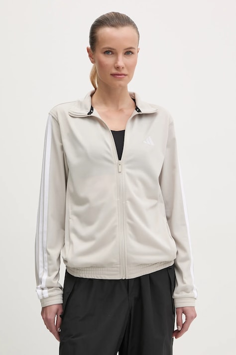 Кофта adidas W 3S TT TRIC жіноча колір бежевий однотонна JD4521