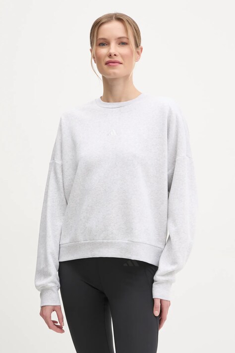 adidas bluza Essentials femei, culoarea gri, melanj, JI6060