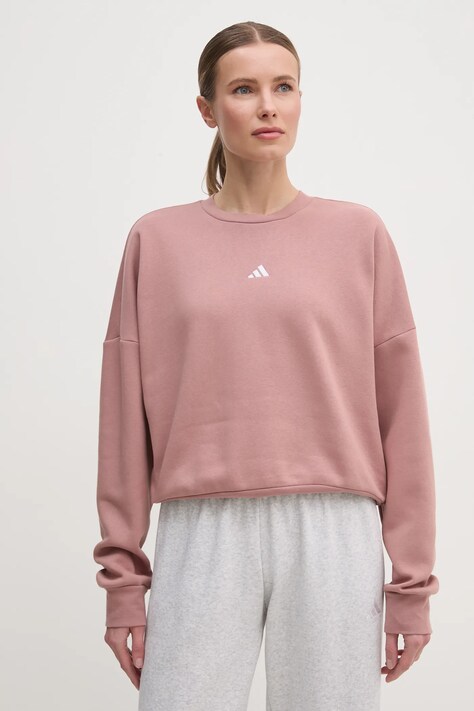 Кофта adidas Essentials женская цвет розовый однотонная JI6065