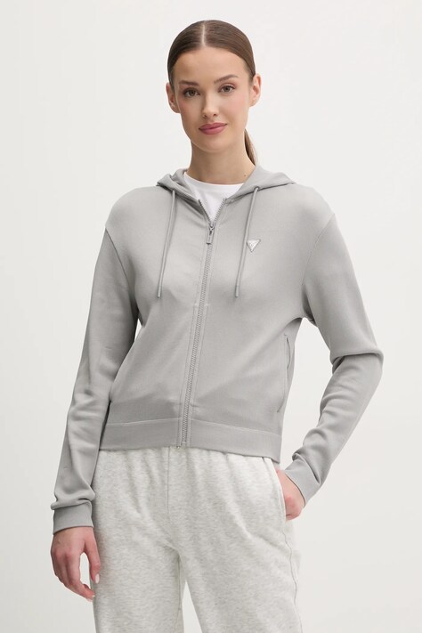 Guess bluza MARTINA femei, culoarea gri, cu glugă, neted, V5RQ07 Z3M50