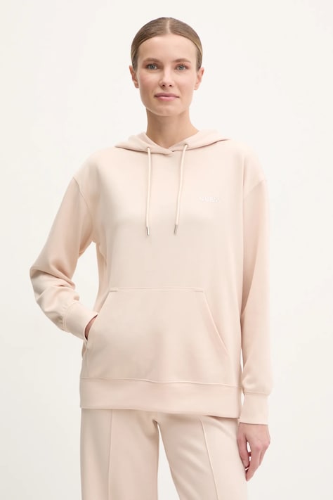 Guess bluza GELSEY damska kolor beżowy z kapturem gładka V5RQ18 KCOB2