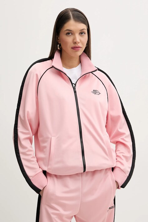 Fiorucci bluza Puffy Piping Angel Track Sweatshirt femei, culoarea roz, cu imprimeu, U02SPSZI270PL01PN02