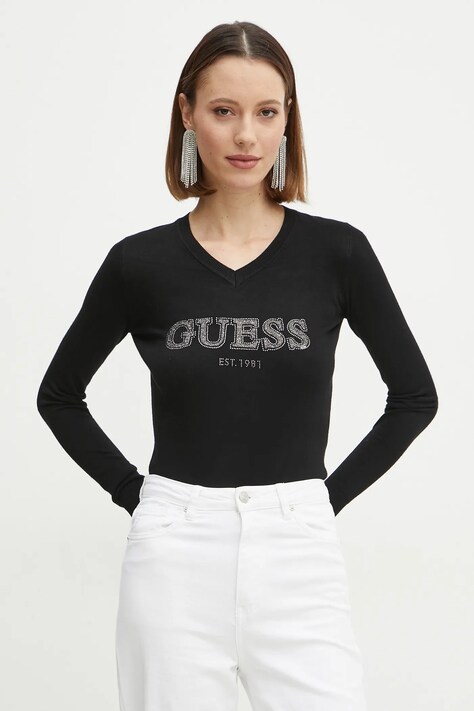 Svetr Guess HOLLY dámský, černá barva, lehký, W5RR38 Z2NQ2