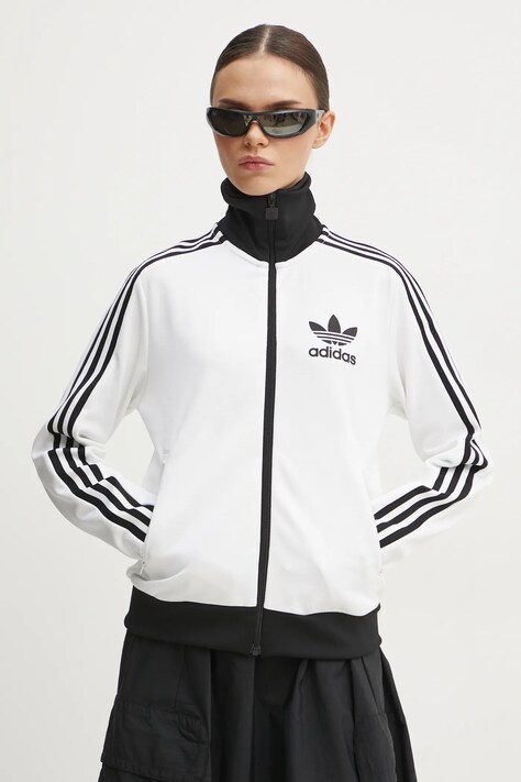 Mikina adidas Originals Adicolor dámská, bílá barva, vzorovaná, JC5806