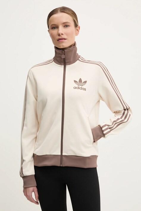 adidas Originals bluză Adicolor femei, culoarea bej, cu imprimeu, JC5807
