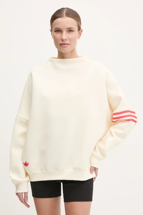 Mikina adidas Originals Neuclassics dámská, béžová barva, s aplikací, JI8522