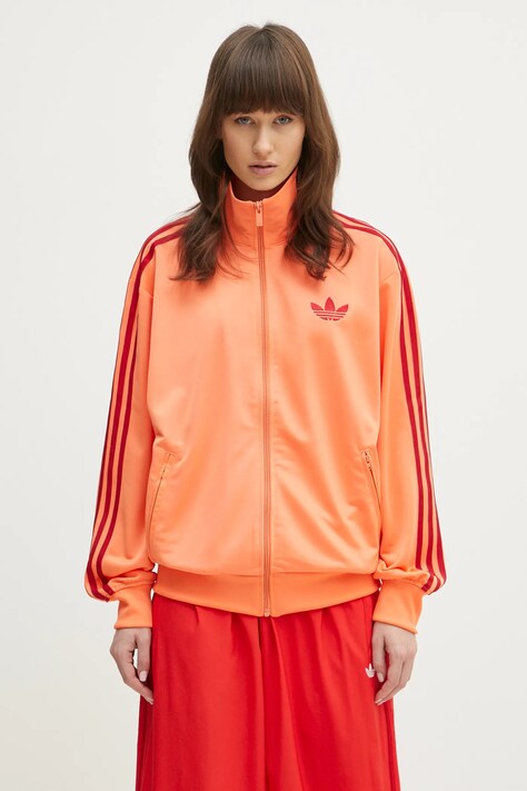 Mikina adidas Originals Firebird dámska, oranžová farba, s nášivkou, JP2294