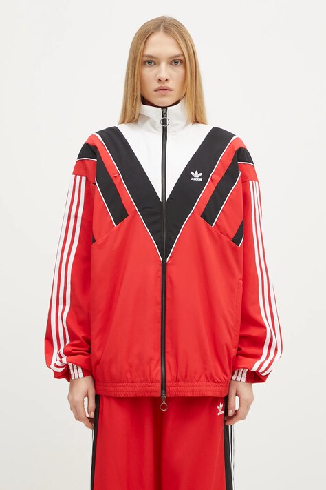Mikina adidas Originals Rasant Tracktop dámska, červená farba, vzorovaná, JW9741