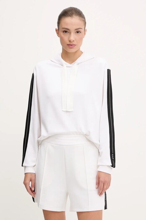 EA7 Emporio Armani bluza damska kolor biały z kapturem z aplikacją AF12643.7W000172