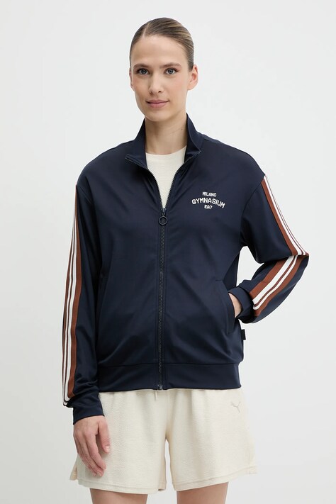 Mikina EA7 Emporio Armani dámská, tmavomodrá barva, s aplikací, AF12114.7W000149