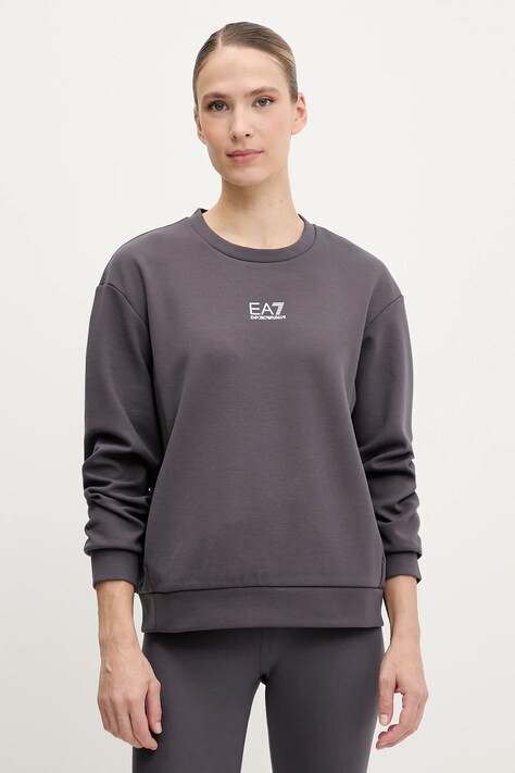 Dukserica EA7 Emporio Armani za žene, boja: siva, s tiskom, AF10443.7W000073