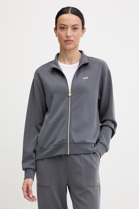 EA7 Emporio Armani bluza damska kolor szary gładka AF12643.7W000191