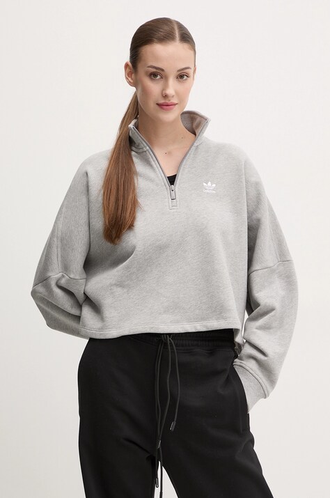 adidas Originals bluza Essential femei, culoarea gri, neted, IY9681