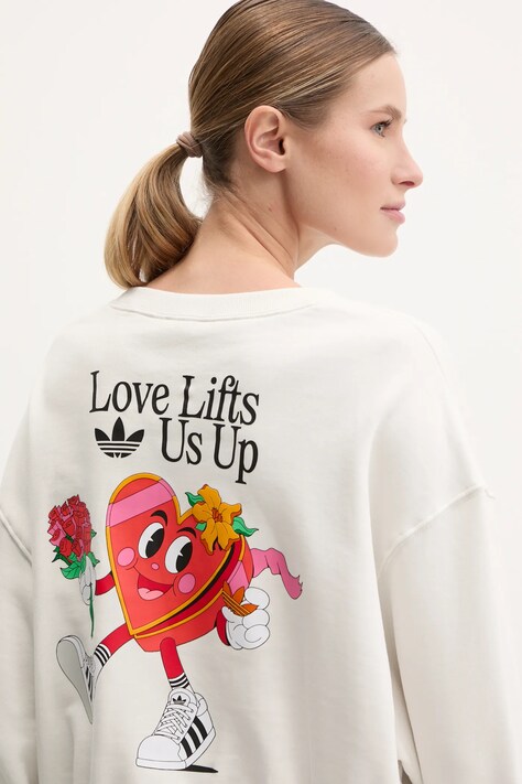adidas Originals hanorac de bumbac Nelson femei, culoarea bej, uni, JC8336