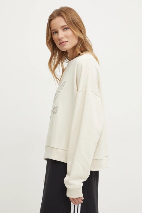 Бавовняна кофта adidas Originals SNAKE CREW — SS25-BLD0CL, бежевий — фото 4