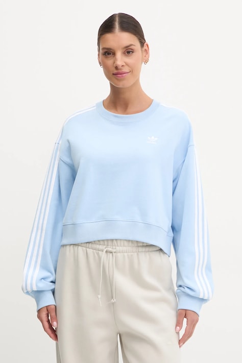 adidas Originals bluza 3S CROP SWEAT damska kolor niebieski z aplikacją JC8141