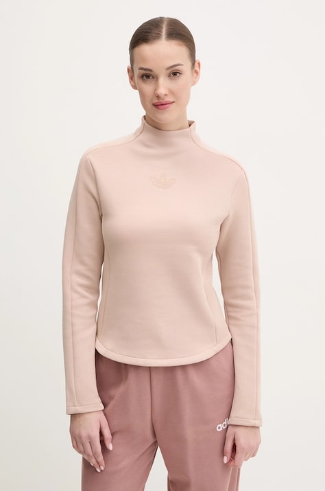adidas Originals bluza INTERLOCK LS femei, culoarea bej, neted, JJ0938