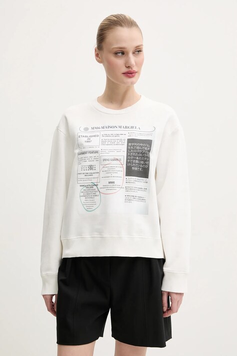 MM6 Maison Margiela cotton sweatshirt women's white color with a print S52GU0242.M25012