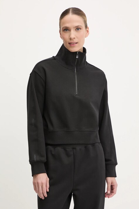 Mikina Calvin Klein Performance dámská, černá barva, melanžová, LVGWS5W312