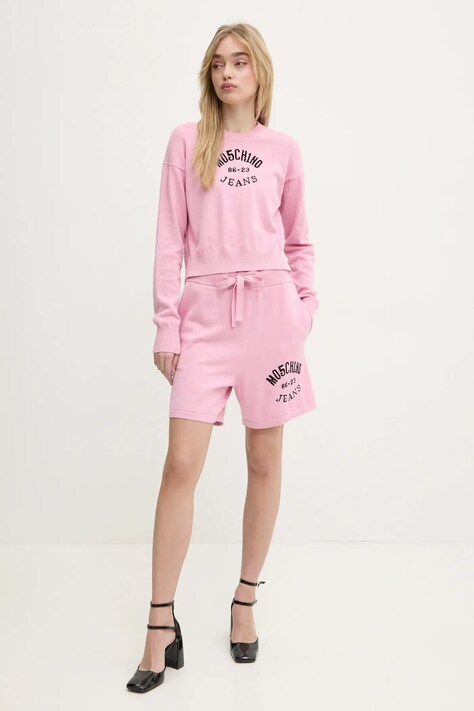 Бавовняний светр Moschino Jeans — SS25-BLD0DR, рожевий — фото 2