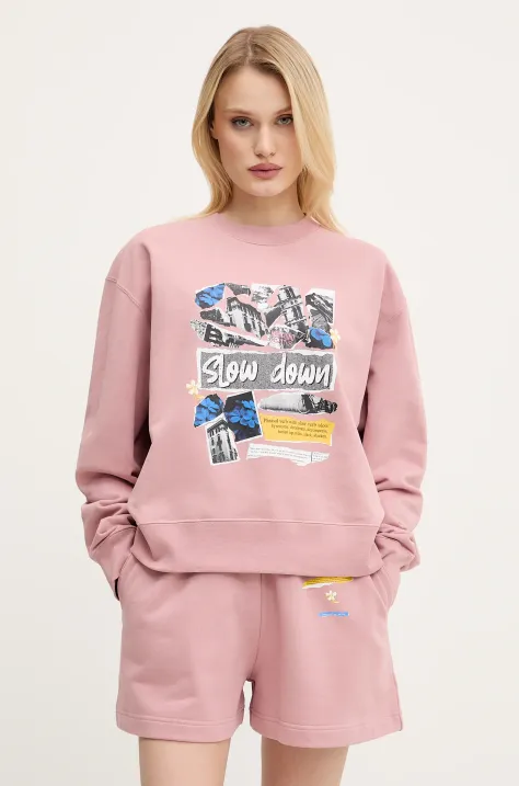 Moschino Jeans bluza bawełniana damska kolor różowy z nadrukiem 1706 3228