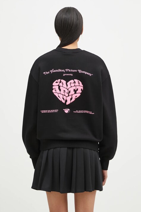 Carhartt WIP bluză Productions Sweat femei, culoarea negru, cu imprimeu, I034419.89XX