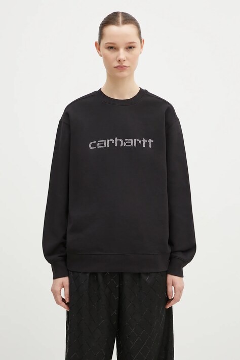 Carhartt WIP sweatshirt Rivet Script Sweat women's black color with an application I034420.0M4XX