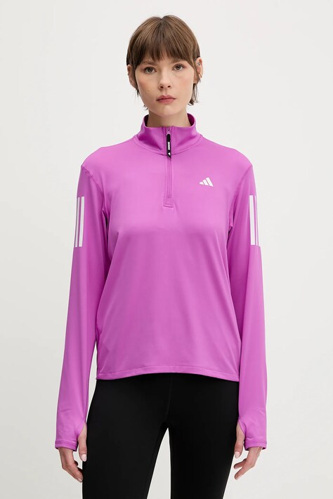 Joggingová mikina adidas Performance Own The Run růžová barva, s potiskem, JV5905